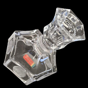 Fostoria Crystal Candlestick Holders Set 2 Etched Glass Vintage